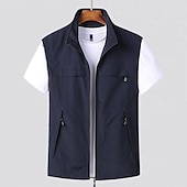 preiswerte Men&#039;s Vest-Herren Weste Angelweste Weste für Wanderer Ärmellose Weste Gilet-Jacke Outdoor Strasse Täglich Ausgehen Strassenmode Brautkleider schlicht Frühling Herbst Tasche Polyester Nylon Atmungsaktiv Glatt