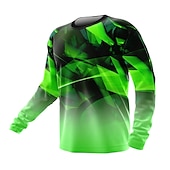 voordelige Heren shirts-Voor heren Downhill Jersey Lange mouw Fietsen Shirt Kleding Bovenlichaam met 3 achterzakken Ademend Sneldrogend Zacht Comfortabel Zwart Leger Groen Marine Blauw Grafisch Polyester Spandex Sport