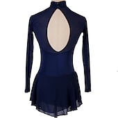 voordelige Schaatsjurken-Kunstschaatsjurk Dames Voor meisjes Schaatsen Jurken Outfits Donker Marineblauw Lapwerk Netstof Spandex Hoge Elasticiteit Oefenen Professioneel Wedstrijd Kunstschaatskleding Met de hand gemaakt