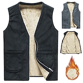 abordables Chalecos-Hombre Chaleco polar Casual / Diario Invierno Otoño Licra Poliéster Mantiene abrigado Ligero Transpirable Color sólido Cremallera Negro Gris Chaleco