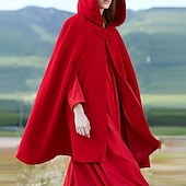 abordables Abrigos de Invierno-Mujer Abrigo Capa / Capas Chaqueta con capucha Fiesta Navidad Ocasión especial Otoño Invierno Abrigo Ajuste regular Resistente al Viento Mantiene abrigado Adorable Artístico / Retro Elegante Chaquetas