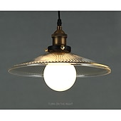 economico Design di Tamburo e Cono-lampada a sospensione a led in vetro casa colonica vintage e27 lampada da soffitto vintage leggera lampada paralume industriale per soggiorno, soggiorno, sala da pranzo, ristorante, bar 110-240v