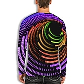cheap 3D T shirts-Men&#039;s Graphic Prints Spiral Stripe T shirt Long Sleeve T shirt 3D Print Crew Neck Shirt Designer Casual Big and Tall Daily Holiday A B C Spring &amp;  Fall Clothing Apparel S M L XL XXL 3XL 4XL
