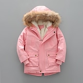 cheap Boy&#039;s Downs &amp; Puffer Jacket-Kids Boys&#039; Fleece Jacket Hoodie Jacket Outerwear Solid Color Long Sleeve Zipper Coat Outdoor Cotton Adorable Daily Yellow Pink Navy Blue Spring Fall 7-13 Years