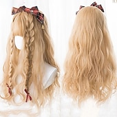 tanie Peruki imprezowe-Długa Ombre Kolorowa Syntetyczna Peruka Cosplay Lolita Harajuku z Grzywką Naturalne Fale Różowa Fioletowa Niebieska Codzienna Peruka Halloween