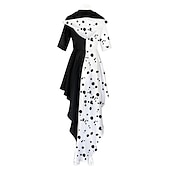 levne Dámské Kostýmy-Sto a jeden dalmatin Cruella de Vil Cosplay kostým Náhrdelník Úbory Vánoce Vinobraní Módní Filmové kostýmy for Dámské Dospívající Dospělé Karneval Plesová maškaráda