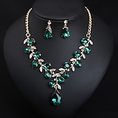 cheap Jewelry Sets-Bridal Jewelry Sets 1 set Crystal Rhinestone Alloy 1 Necklace Earrings Women&#039;s Statement Colorful Cute Fancy Flower irregular Jewelry Set For Party Wedding