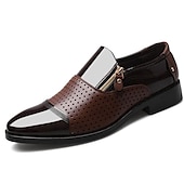 economico Formale-scarpe formali da uomo in vernice nera con cerniera laterale – design elegante e alla moda per matrimoni, feste e abbigliamento da lavoro