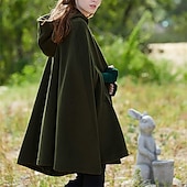 abordables Abrigos de Invierno-Mujer Abrigo Capa / Capas Chaqueta con capucha Fiesta Navidad Ocasión especial Otoño Invierno Abrigo Ajuste regular Resistente al Viento Mantiene abrigado Adorable Artístico / Retro Elegante Chaquetas