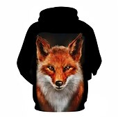 cheap Animal Print-Men&#039;s Graphic Fox Hoodie Hoodies Sweatshirt Hoodie Long Sleeve Hooded Sweatshirt Hooded Streetwear 3D Print Casual Daily Royal Blue Blue Print Spring &amp;  Fall Designer