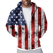 abordables sweats à capuche zippés pour hommes-Homme Graphic Drapeau National Sweat à capuche Sweats à Capuche Sweat-shirt Sweat à capuche manche longue Sweat à capuche Capuche Vêtement de rue 3D effet Sport &amp; Loisir Casual du quotidien Rouge