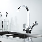economico Rubinetti per lavello-rubinetto cucina - monocomando due fori estraibile galvanizzato /&amp;amp;timido;pull-down / beccuccio standard / alto /&amp;amp;shy;high arc centerset rubinetti da cucina contemporanei