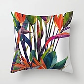cheap Floral &amp; Plants Style-Cushion Cover 1PC Soft Decorative Square Throw Pillow Cover Cushion Case Faux Linen Pillowcase for Sofa Bedroom  Superior Quality Mashine Washable Pack of 1 for Sofa Couch Bed Chair Green