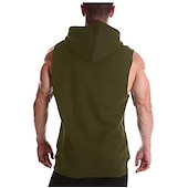 preiswerte Fitness Tank-Tops-Herren Lauf-Tanktop Workout-Tanktop Tasche Mit Kapuze Ärmellos Kapuzensweatshirt Sommer Einfarbig Baumwolle Komfort Weich Feuchtigkeitsableitend Atmungsaktiv Fitnesstraining Sport und Fitness