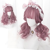 baratos Perucas de festa-Peruca Curta de Onda Natural resistente ao calor Cabelo sintético peruca bob Lolita adolescente com franja Cabelo de Cosplay peruca completa feminina Perucas de Halloween