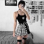 cheap Bottoms-Vintage Punk &amp; Gothic Masquerade Normal Goth Girl Plaid Checkered Fancy Dress Women's Event / Party Adults' Skirts Summer Spring