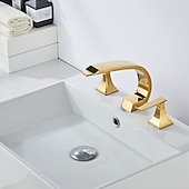 preiswerte Mehrere Löcher-Waschbecken Wasserhahn weit verbreitet ölgeriebene Bronze / Nickel gebürstet / galvanisiert weit verbreitet zwei Griffe drei LöcherBadhähne