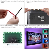 رخيصةأون أضواء شريط USB-شريط إضاءة led rgb ملون 1-4 متر 14-95 بوصة إضاءة خلفية للتلفاز بما في ذلك 24 مفتاح وحدة تحكم بالأشعة تحت الحمراء لشاشة الكمبيوتر وغرفة النوم وغرفة الألعاب والمسرح المنزلي وإضاءة جو