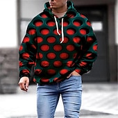 baratos Padrão 3D-Homens Geométrica 3D Moletom Moletons Designer Básico Manga Longa Com Capuz Vermelho Azul Outono Designer