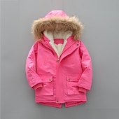 cheap Boy&#039;s Downs &amp; Puffer Jacket-Kids Boys&#039; Fleece Jacket Hoodie Jacket Outerwear Solid Color Long Sleeve Zipper Coat Outdoor Cotton Adorable Daily Yellow Pink Navy Blue Spring Fall 7-13 Years