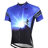 お買い得  メンズジャージ-男性用 サイクリングジャージー パターン柄 おかしい 半袖 バイク ジャージー トップス 3つのリアポケット付き マウンテンサイクリング ロードバイク 速乾性 反射性ストリップ 後ポケット モイスチャーコントロール スポーツ イエロー レッド ブルー 衣類