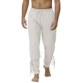 baratos calça casual-Homens Corredor Calças Calça casual Com Cordão Cintura elástica Côr Sólida Palco Streetwear Moda Punk e gótico Ajuste Largo Preto Branco