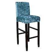 cheap Dining Chair Cover-Velvet Bar Stool Covers Stretch, Burgundy Soft Non Slip Height Stool Covers with Elastic Bottom Removable Washable High Seat Chair Protectors for Dining Room Kitchen Barstool