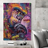 Недорогие Принт с животными-Wall Art Печать на холсте животное вид на город украшение дома декор свернутый холст без рамки без рамы нерастянутый