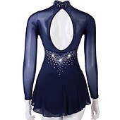 preiswerte Eiskunstlaufkleider-Eiskunstlaufkleid Damen Mädchen Eislaufen Kleider Austattungen Gelb Dunkelrot Dunkelmarine Patchwork Gitter Spandex Hochelastisch Praxis Professionell Wettbewerb Eiskunstlaufkleidung Kristalle