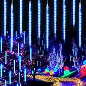 olcso Hálózatra csatlakoztatható elektronika-4db csomag 30cm x8 12 &quot;húrlámpa 576 led eső meteor esőfény karácsonyfa ünnepi party kültéri dekoráció vízálló összekapcsolható hosszabbító