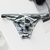 cheap Men&#039;s Briefs Underwear-Men&#039;s 1pack Basic Panties Briefs Basic Print Nylon Plant Low Waist White Army Green