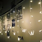 halpa Sähkökäyttöinen-led joulukeiju valo perhonen verhonauha valot 3,5 m 96 leds uudenvuoden juhla häät ystävänpäivä olohuone makuuhuone myymälän koristelu 220v eu pistoke verhovalot
