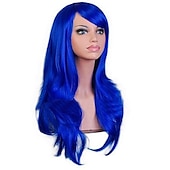 abordables Perruques de fête-Perruque synthétique vagues de corps perruque asymétrique longue blond clair rouge pastèque brun rose vert cheveux synthétiques de 27 pouces perruques Halloween rouge brun pour femmes