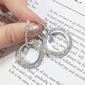 ieftine Cercei-1 pereche Cercei cu Cristal For Pentru femei Fete Petrecere / Seară Dată Aur roz Circular Prinţesă / Modă