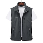 billiga Gilets-Herr Väst Gilet Fiskeväst Vandringsväst Ärmlös väst Gilet Jacka Utomhus Dagligen Utekväll Ledigt Vår Höst Ficka Polyester Nylon Andningsfunktion Slät Dragkedja Hög krage Lös passning Svart Armégrön