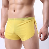 economico Boxer da uomo-maglia da uomo sexy puro colore boxer intimo elastico vita bassa maglia traspirante boxer mutandine blu m