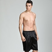 economico Dormire in basso-Per uomo Pigiami Boxer di seta Pantaloncini del pigiama 1 pc Colore puro Lusso Morbido Interni Spiaggia Seta sintetica Poliestere Traspirante Pantaloncini Retrò Di base Primavera Estate Argento Nero