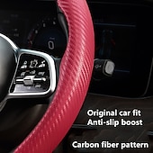 economico Copristerzo per auto-coprivolanti coprivolante modello in fibra di carbonio per donna&amp;amp;uomo, accessorio per auto sicuro e antiscivolo blu / rosa cipria / nero per universale tutti gli anni