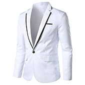 ieftine Sacouri clasice pentru bărbați-Bărbați Jachetă Blazer Respirabil Nuntă Afaceri Ținuta de cocktail Un singur rând, un nasture În V Afacere Elegant Sacou Îmbrăcăminte exterioară Imprimeu Buzunar Negru Alb Galben