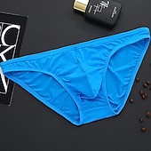cheap Men&#039;s Briefs Underwear-Men&#039;s 1pack Basic Panties Briefs Basic Nylon Pure Color Low Waist Light Blue Black