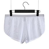 economico Boxer da uomo-maglia da uomo sexy puro colore boxer intimo elastico vita bassa maglia traspirante boxer mutandine blu m