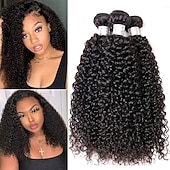 cheap 4 Bundles Human Hair Weaves-4 Bundles Hair Weaves Brazilian Hair Kinky Curly Human Hair Extensions Remy Human Hair 100% Remy Hair Weave Bundles 400 g Natural Color Hair Weaves / Hair Bulk Human Hair Extensions 8-28 inch Natural