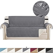 billige Sofa trekk-vattert vendbart sofatrekk, burgunder vanntett slipcover møbelbeskytter, vaskbart sofatrekk med sklisikkert skum og elastiske stropper for barn, hunder, kjæledyr