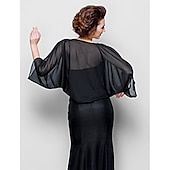 billiga mammas wraps-Sjalar Kvinno Wrap Bolero Skaka Kappor  Jackor Elegant Solskydd 3/4 Lång Ärm Chiffon Bröllops Gäst Wraps Med Ren Färg För Bröllop Vår klä dig för att imponera
