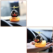 cheap Car Pendants &amp; Ornaments-Swinging Duck Car Hanging Ornament Rubber Duck Toy Car Ornament with Propeller Helmet Swing Duck Car Rear View Mirror Pendant Yellow Duck Car Dashboard Decoration for Car Interior Decors 1PCS