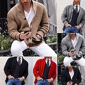 abordables Gilet-Homme Pull Chandail Gilet Cardigan Pull court Tricoter Tricoté Col V Moderne contemporain Casual Usage quotidien Vêtement Tenue Automne Hiver Noir Jaune S M L