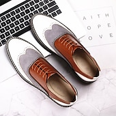 cheap Formal-Men&#039;s Brown, Gray, and White Wingtip Oxford Dress Shoes - Perfect for Formal Events and Office Wear