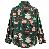 abordables Tenue de Père Noël-chemises imprimées père noël pour hommes chemises arbre père noël vacances col classique vert armée vert rouge blanc décontracté manches longues imprimé vêtements vêtements mode style ethnique