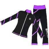 preiswerte Eiskunstlauf Trainingsoutfit-Eiskunstlauf-Jackett und -Hose Damen Mädchen Eislaufen Hosen / Regenhose Shirt Weiß Rosa Blau Glitzer Vlies Spandex Hochelastisch Ausbildung Wettbewerb Eiskunstlaufkleidung warm Kristalle Langarm