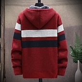 baratos suéter cardigã masculino-Homens Suéter Carregam Moletom com capuz Suéter com zíper Casaco de Suéter Tricotar Tricotado Bloco de cor Com Capuz à moda Ao ar livre Casa Roupa Outono Inverno Vinho Azul Marinha S M L